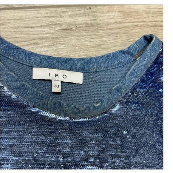 ‼️WOW‼️IRO Sequins Blue Crop Top Size 38 - Picture 6 of 10